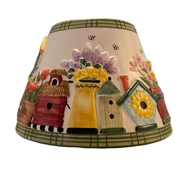 Yankee Candle Spring Summer Birdhouse Flowers Large Ceramic Candle Shade - Picture 1 of 7
